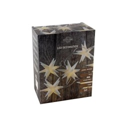 string verlichiting ster wit van kunststof 12cm met 6 LED lampen warm wit en timer werkt op 3xAA(excl)