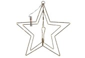 Kerstster 3D 40cm metaal goudkleurig met 50 LED lampen en timer werkt op 2xAA(excl)
