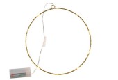 Decokrans 25cm van metaal goudkleurig met 10 led lampen werkt op 3xAA(excl)