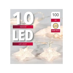 Guirlande lumineuse étoile avec 10 lampes Led blanc chaud et minuterie 100cm fonctionne sur 2xAA (excl)