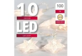Guirlande lumineuse étoile avec 10 lampes Led blanc chaud et minuterie 100cm fonctionne sur 2xAA (excl)