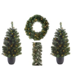 Everlands Imperial pine Kerstboom ,-krans, -slinger Voordeurset met LED verlichting warm wit