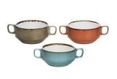Bol à soupe Brisbane Ø10xh5,3cm avec poignées en bleu, gris ou orange