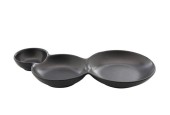 Plat de service 3 compartiments noir 24x11cm