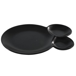 Plat de service 3 compartiments noir 28x20cm