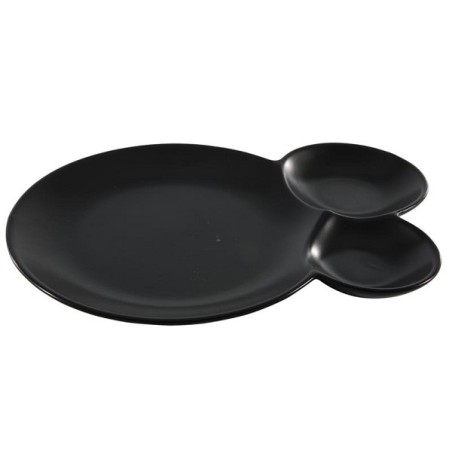 Plat de service 3 compartiments noir 28x20cm
