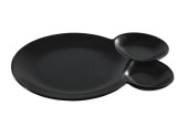 Plat de service 3 compartiments noir 28x20cm