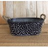 Baignoire en zinc ovale noir à pois 30x18x11cm