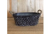 Baignoire en zinc ovale noir à pois 30x18x11cm