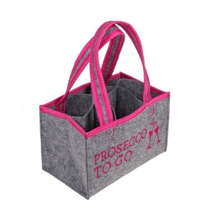 Sac en feutre Prosecco à emporter pour 6 bouteilles 23x14,5cm