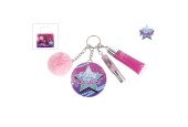 Porte-clés pompon Pretty Perfect avec 2x brillant à lèvres et miroir rose