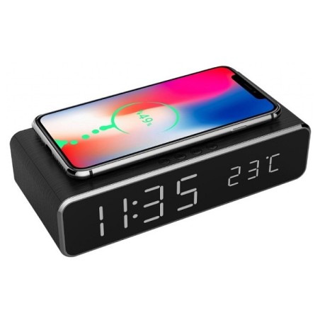 Réveil numérique avec cordon USB avec fonction de chargement sans fil pour téléphone