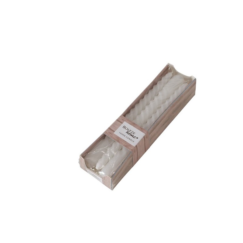 Boltze Home Bougies Twisto boîte de 6 pièces Ø2x20cm blanc