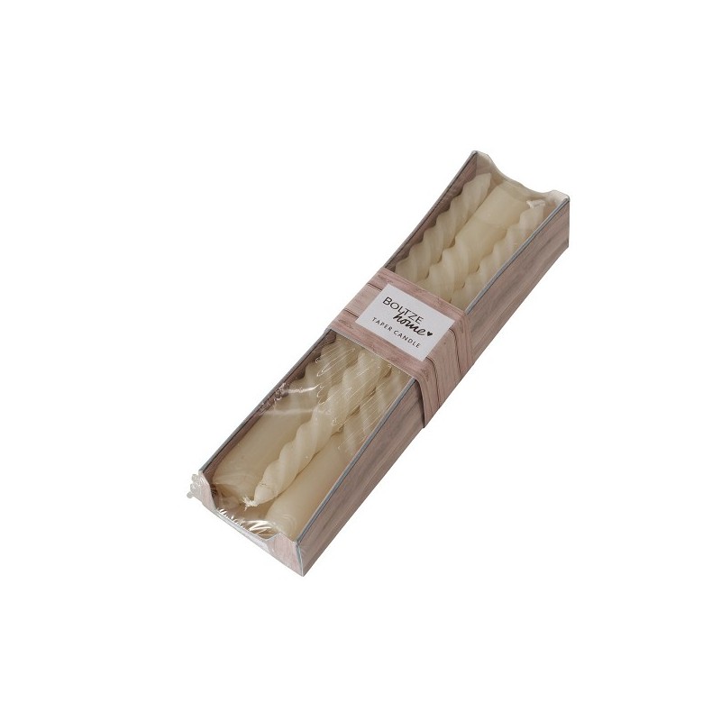 Boltze Home Candles Twisto boîte de 6 pièces Ø2x20cm crème