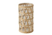 Boltze Home Vase Favro en verre avec couvercle en jonc de mer Ø11xh20cm