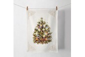 Ambiente Torchon de Cuisine Arbre de Noël Crème 50x70cm 100% Coton