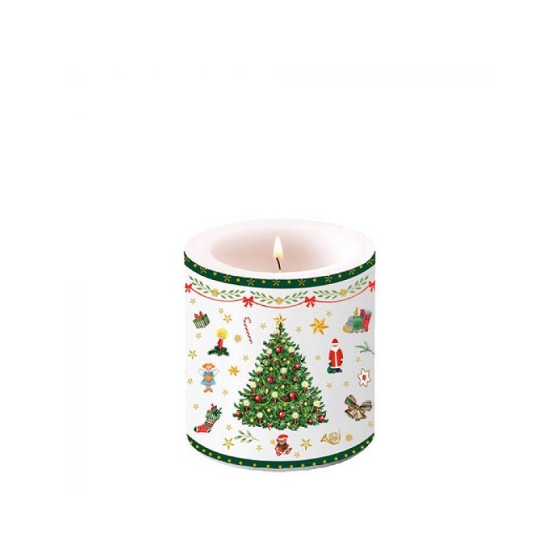 Ambiente Bougie petite Noël Evergreen Blanc