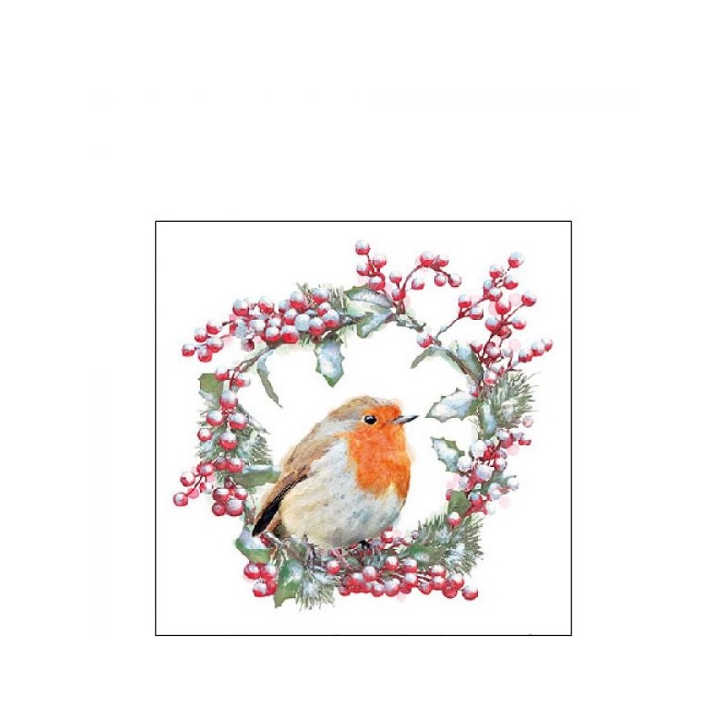 Ambiente Servetten Robin In Wreath 33cm 20 stuks