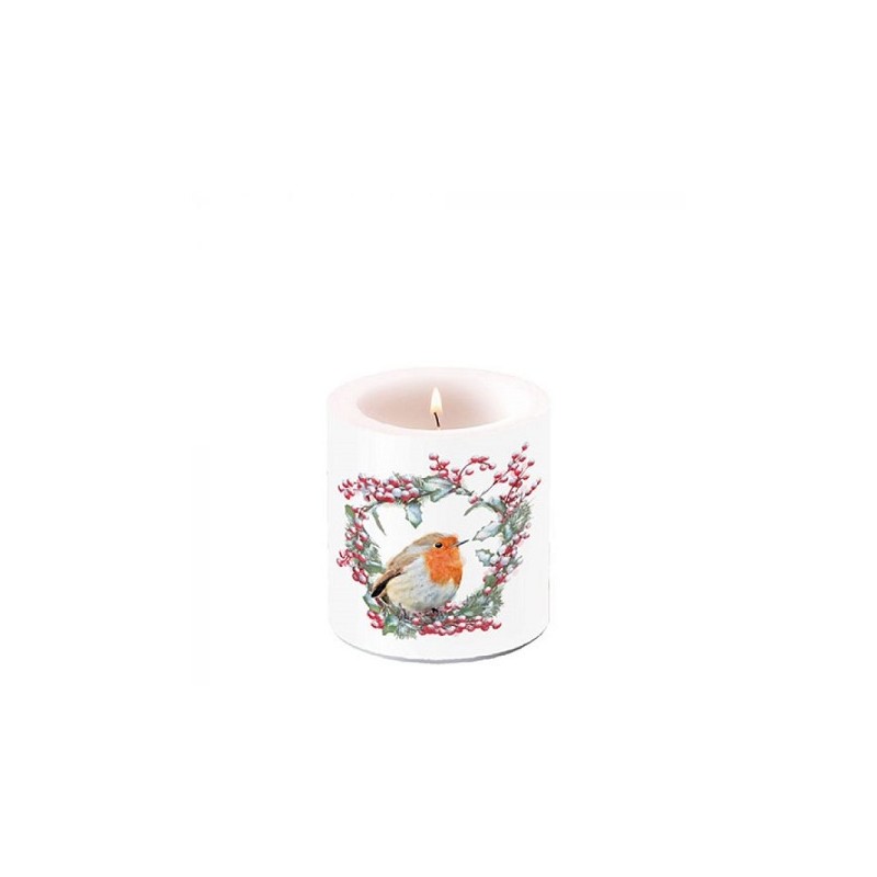 Ambiente Candle petit Robin en couronne