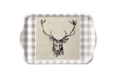 Ambiente Plateau Mélamine Carreaux Tête de Cerf Marron 13x21cm