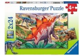 Ravensburger puzzel Wilde oertijddieren dino 2x24 stukjes