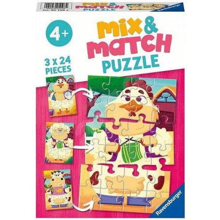 Ravensburger Mix&Match puzzle Amis de la ferme 3x24 pièces