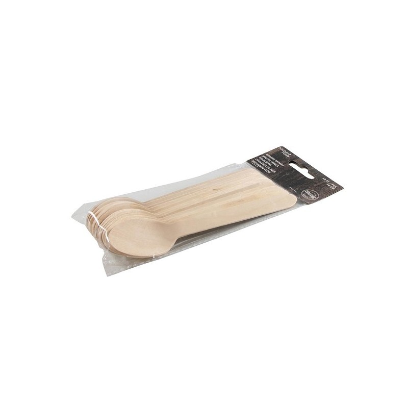Cuillère en bois pack de 12 pièces Bambou 11cm