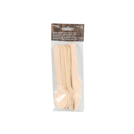 Ménagère en bois 12 pièces Bambou composé de 4 couteaux, 4 fourchettes et 4 cuillères