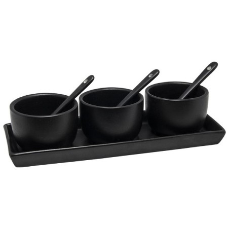 Service à sauce 7 pièces en porcelaine noir mat