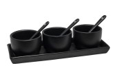 Service à sauce 7 pièces en porcelaine noir mat