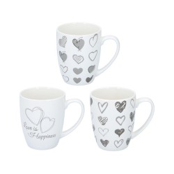 Mug coeurs Ø8,6x10,7cm 366ml noir et blanc