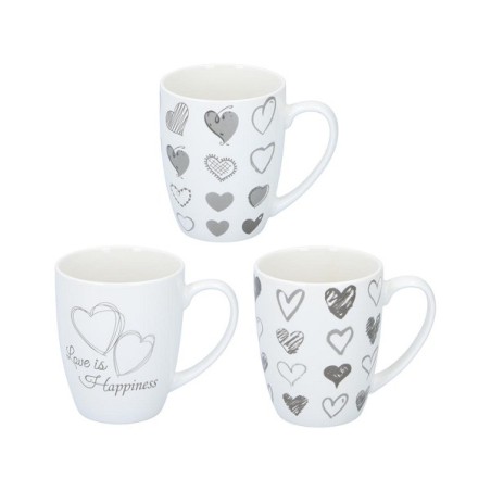Mug coeurs Ø8,6x10,7cm 366ml noir et blanc