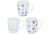 Mug coeurs Ø8,6x10,7cm 366ml noir et blanc