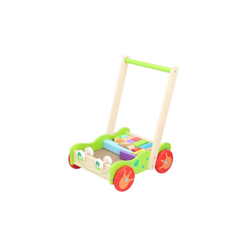 Trotteur en bois 30x21x40cm avec 20 blocs