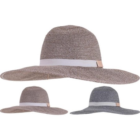 Chapeau pour femme avec bande décorative avec boucle. Fabriqué en paille. Diamètre 43 cm