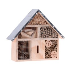 Insectenhotel Hout Metalen Dak 29,5x28cm