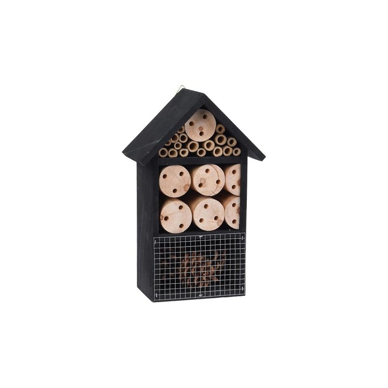 Insectenhotel hout 25cm zwart