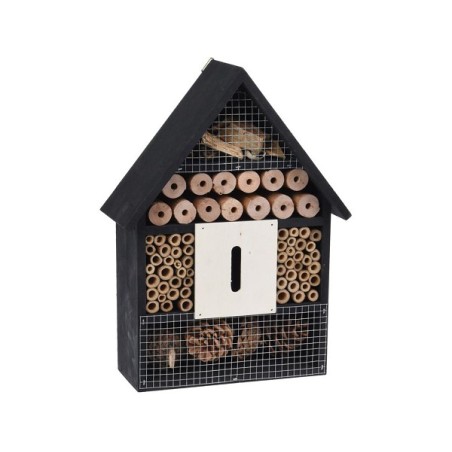 Insectenhotel hout 30cm zwart