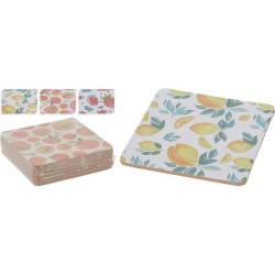 Sous-verres en liège avec imprimé fruits d'été, lot de 6 pièces (par 1 paquet)