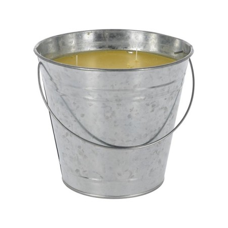 Citronella kaars met 3 lonten in metalen emmer dia.24,5x22cm 1963gram