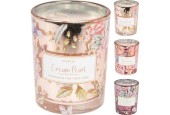 Geurkaars in glas met bloemen 10cm metallic look