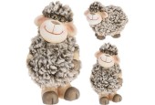 Mouton en céramique et laine, avec lunettes 15cm gris