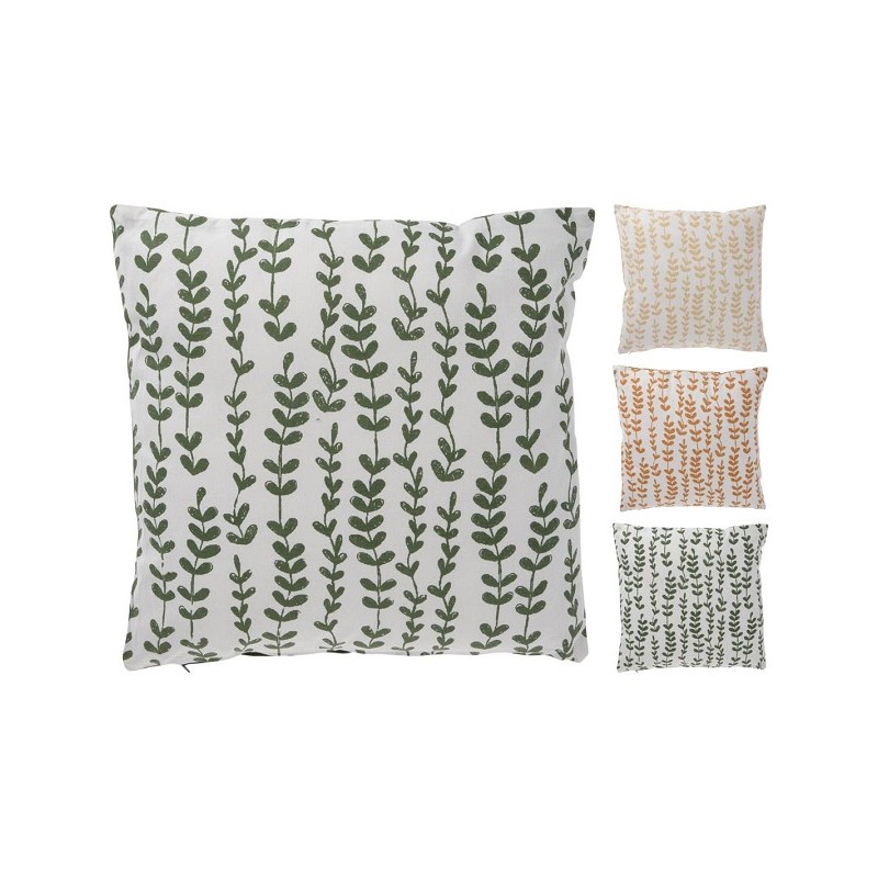 Coussin coton feuilles 45x45cm