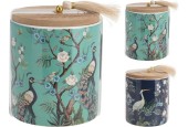 Bougie dans un pot en céramique avec image d'oiseau 9x11cm