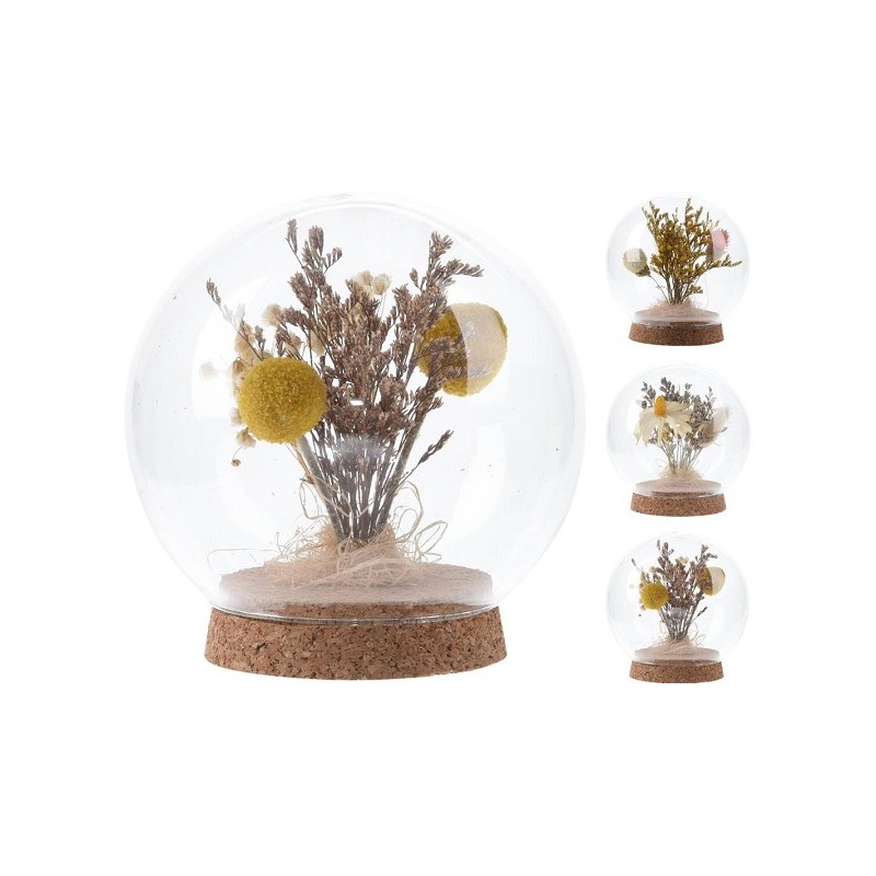Fleurs séchées en boule de verre Ø11x11,5cm