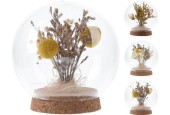 Fleurs séchées en boule de verre Ø11x11,5cm