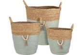 Ensemble de paniers ronds en paille 3 pièces