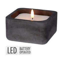 Bougie LED dans un pot carré en béton noir 12,5x12,5cm