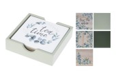 Sous-verres en bois 6 pièces sur support 11,5x11,5cm