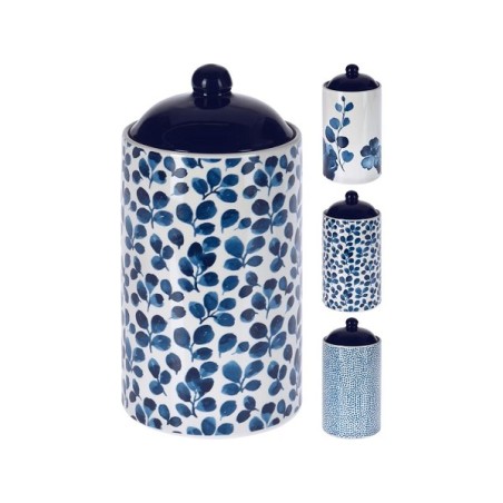 Voorraadpot porselein 750ml blauw-wit